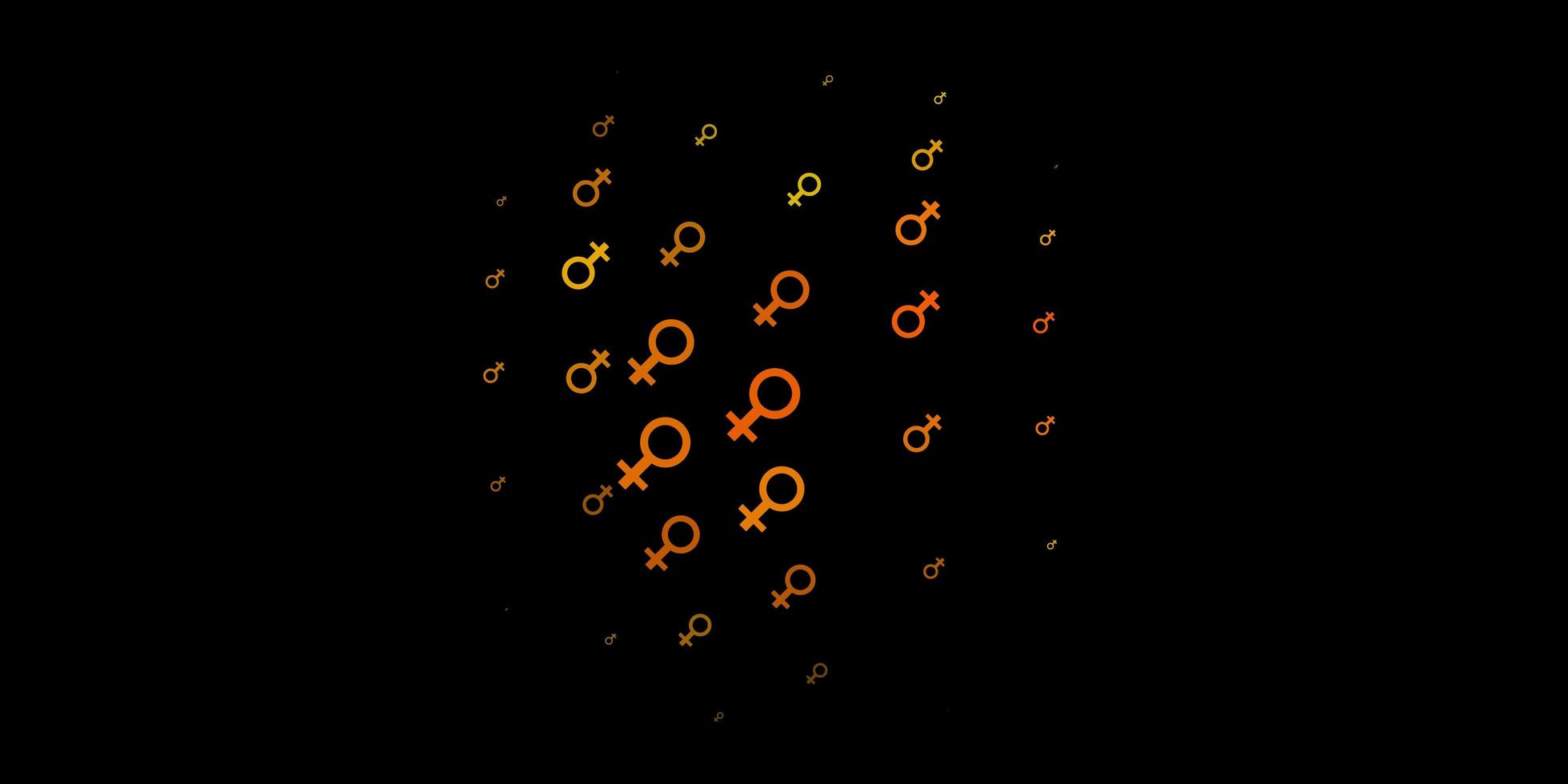 Telón de fondo de vector verde oscuro, amarillo con símbolos de poder de la mujer.