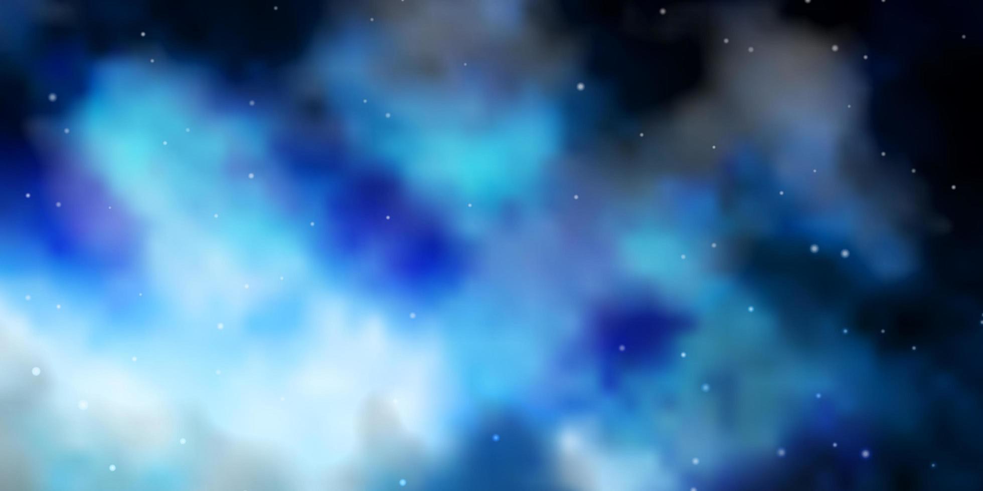 Dark BLUE vector background with colorful stars.