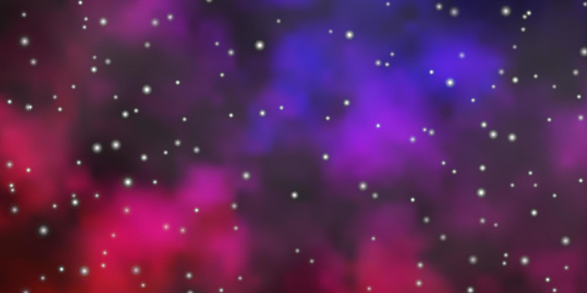 Dark Pink, Blue vector background with colorful stars.