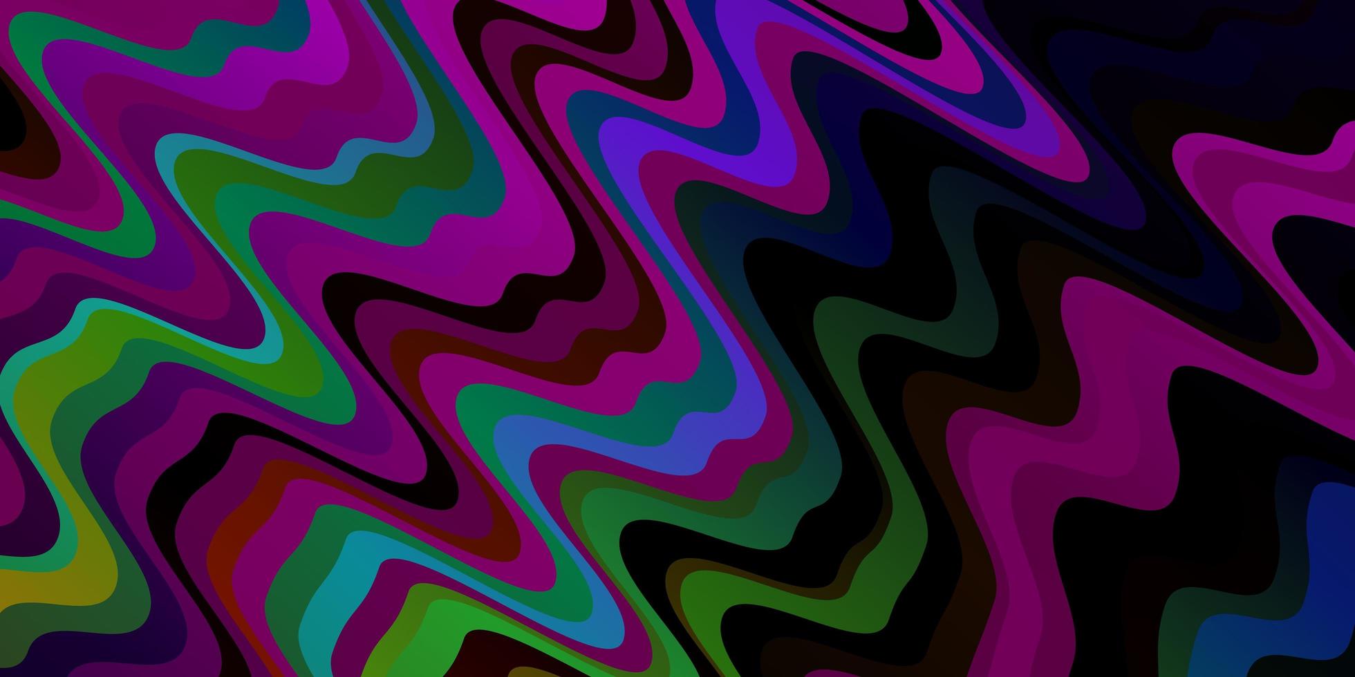 Dark Multicolor vector pattern with curved lines.
