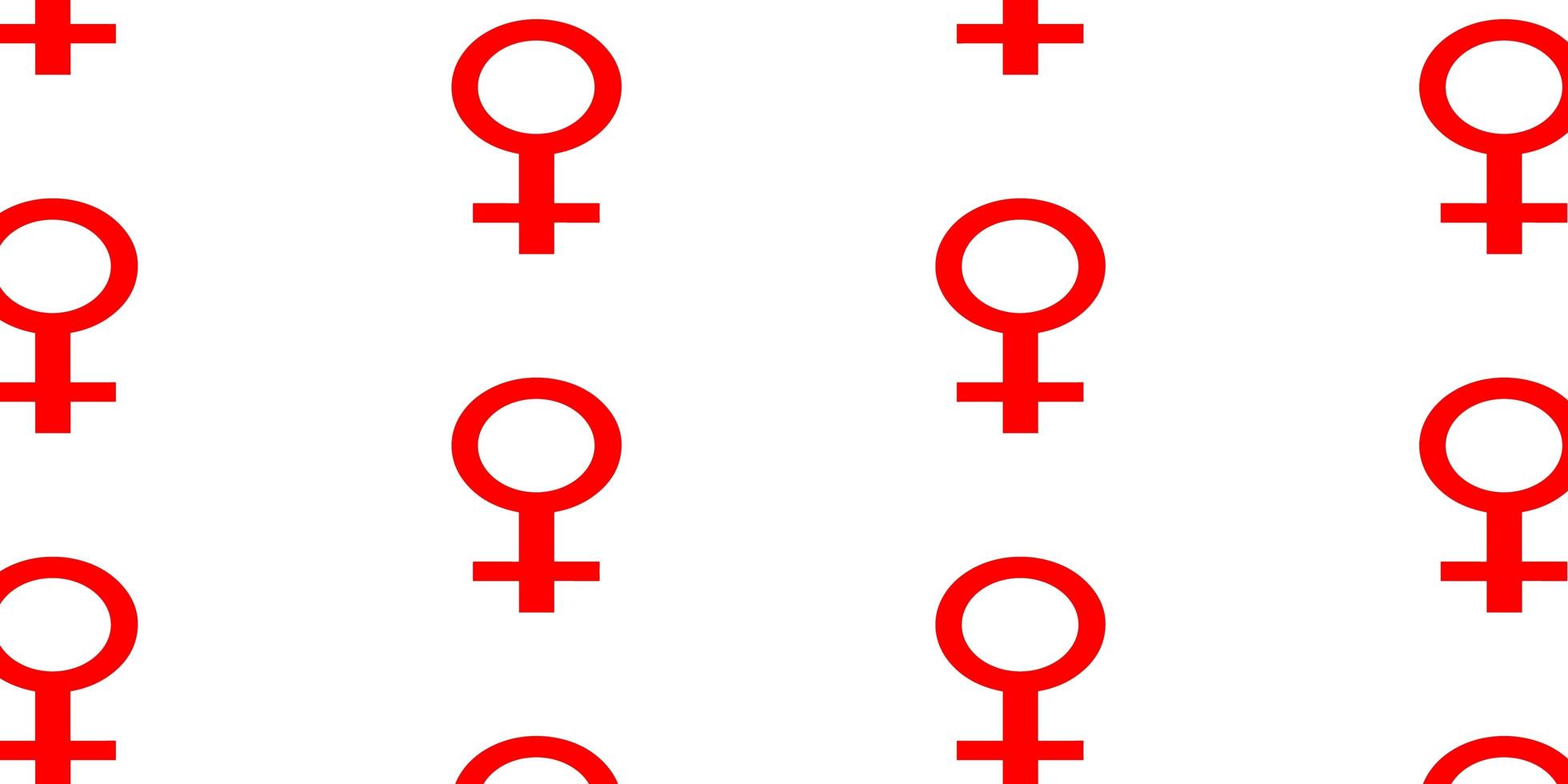 Telón de fondo de vector rojo claro con símbolos de poder de la mujer.
