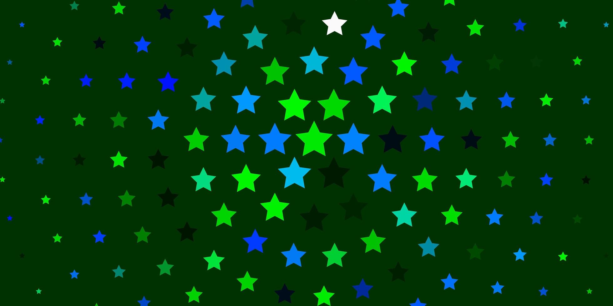 Fondo de vector multicolor claro con estrellas pequeñas y grandes.