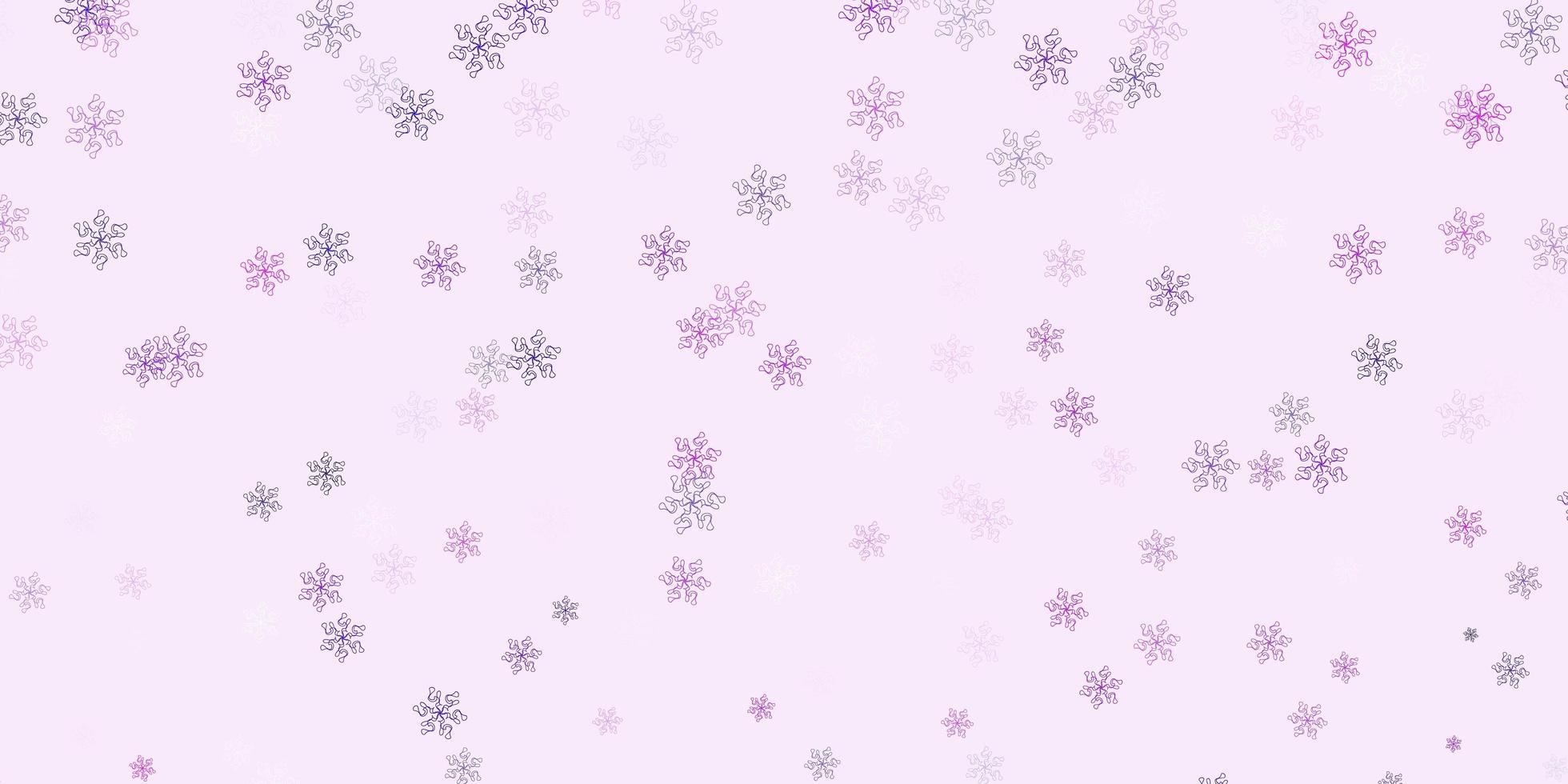 Light purple, pink vector doodle background with flowers.