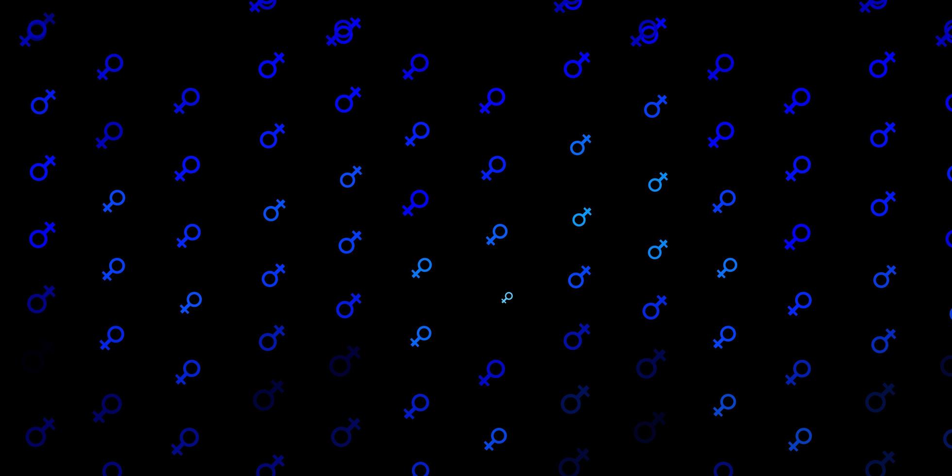 Dark BLUE vector pattern with feminism elements.