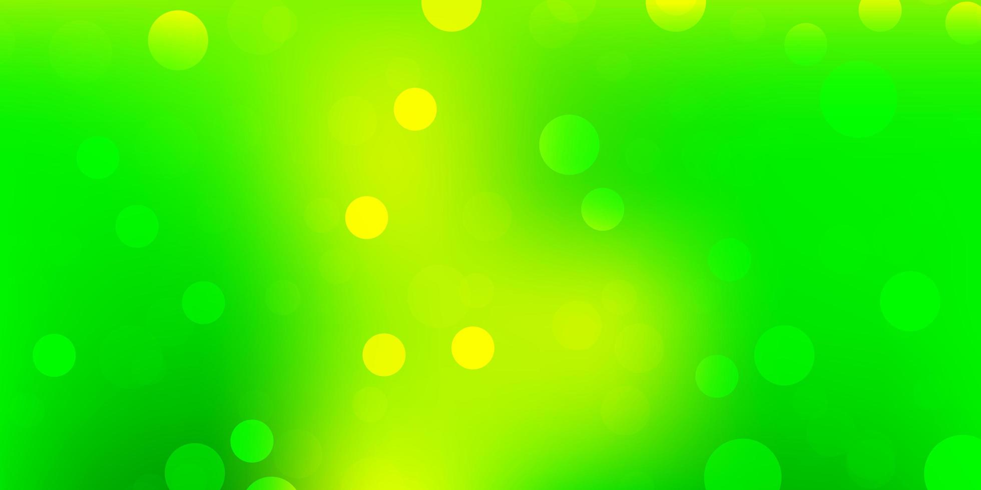 Light green, yellow vector background with bubbles.