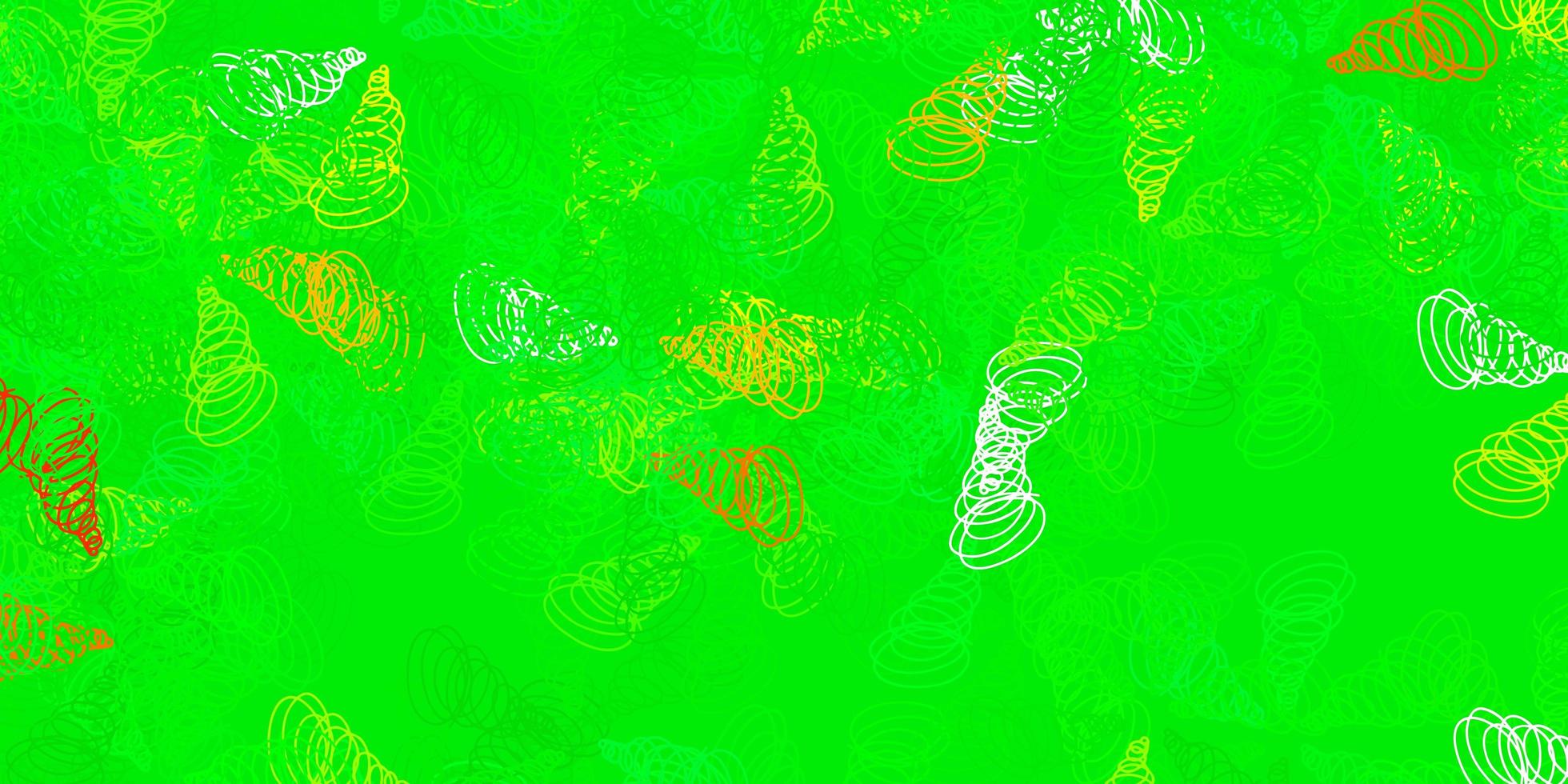 Light green, red vector pattern with curves.