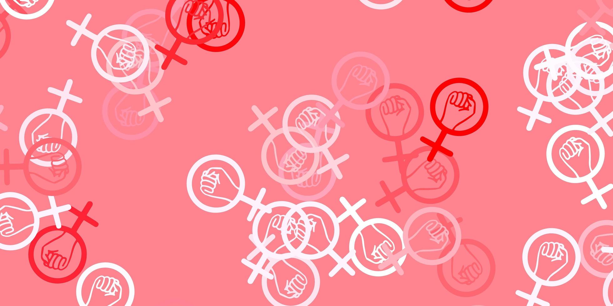 Light Red vector texture with women's rights symbols.