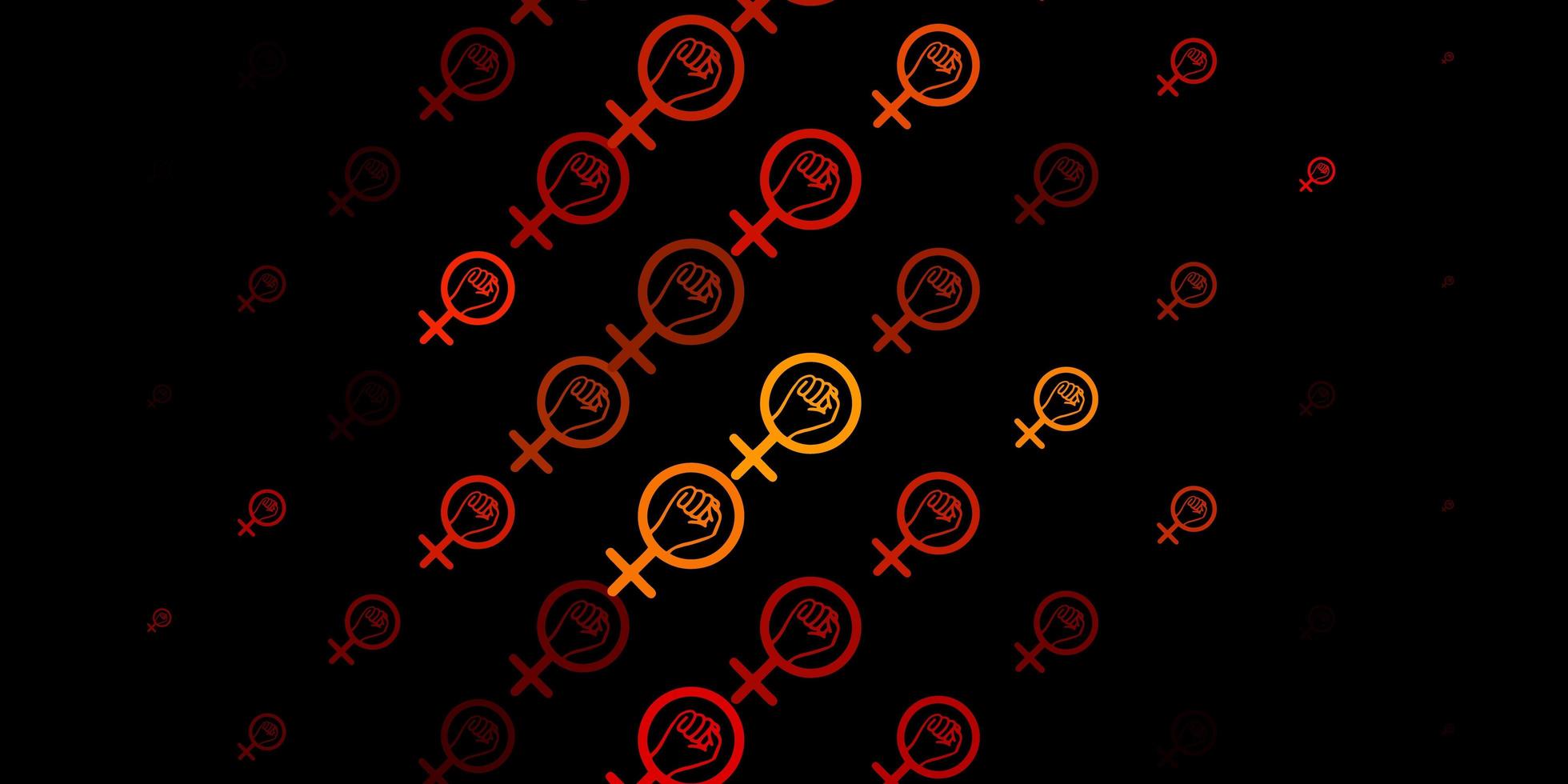 Dark Yellow vector backdrop with woman's power symbols.