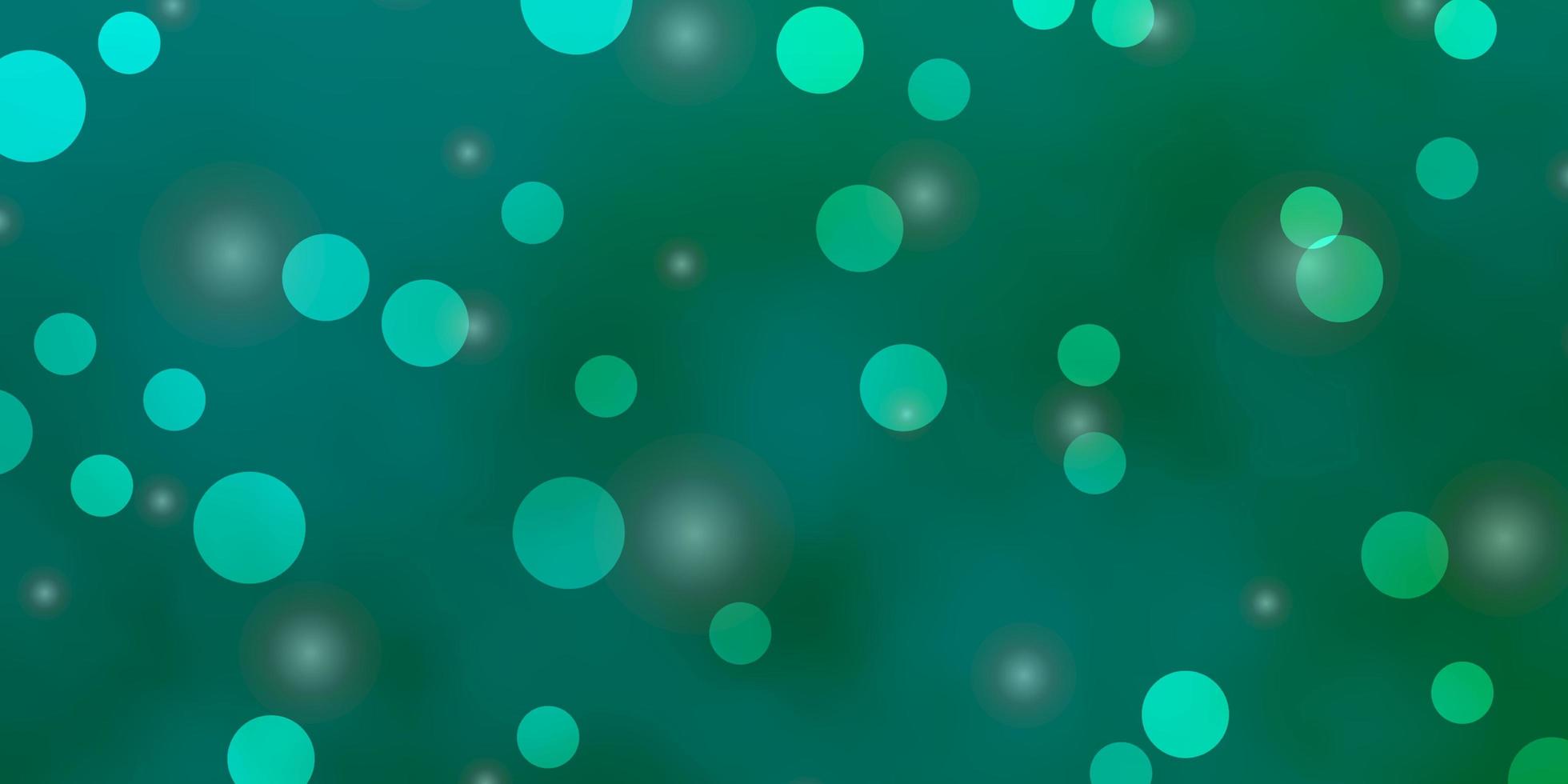 plantilla de vector verde claro con círculos, estrellas.