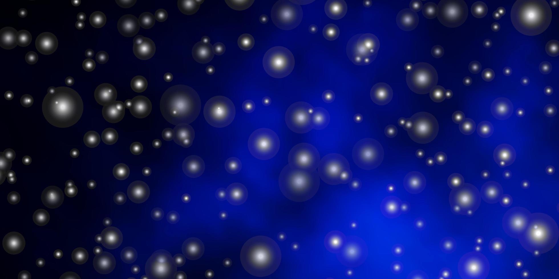 Dark BLUE vector template with neon stars.