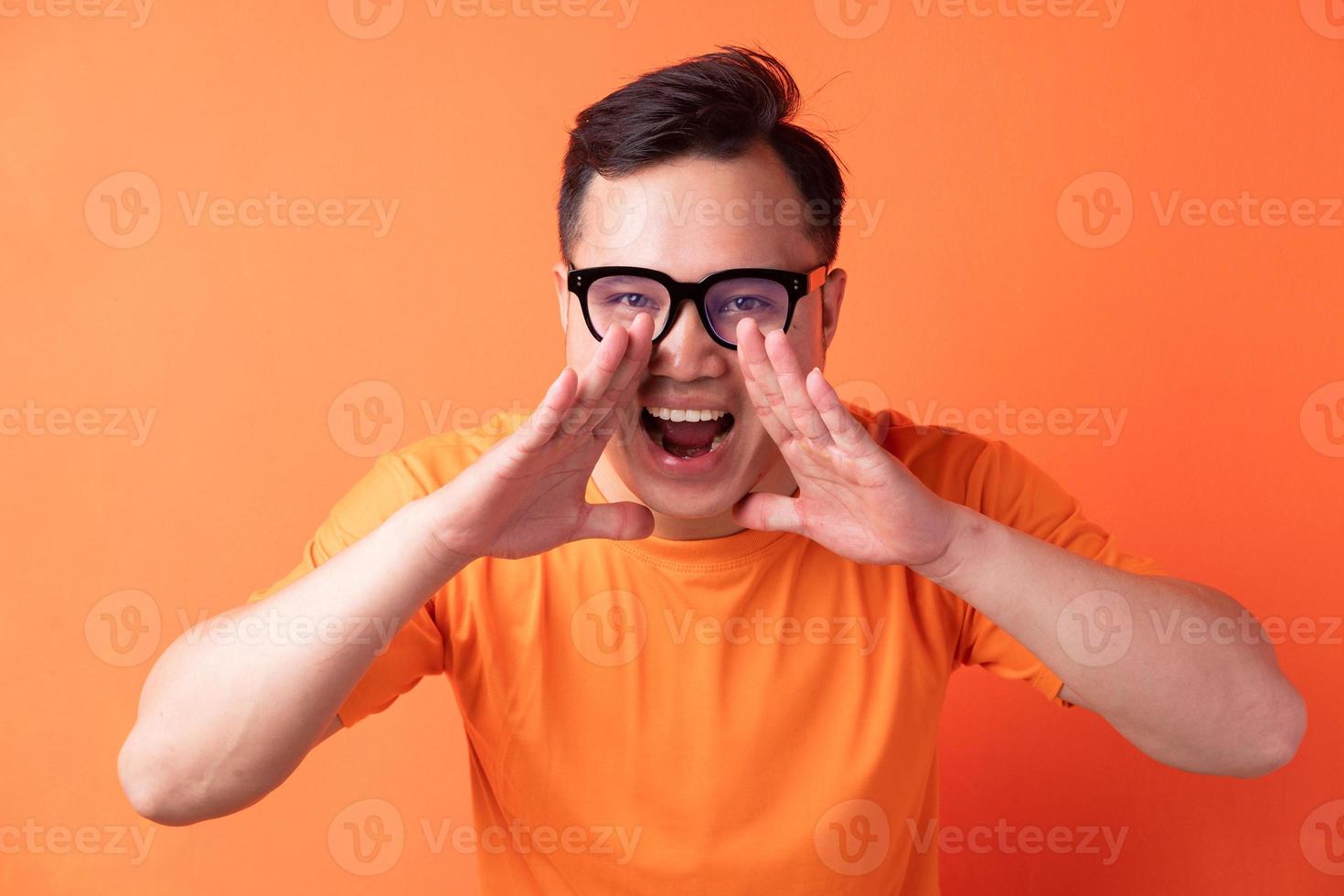 Asian man screaming photo