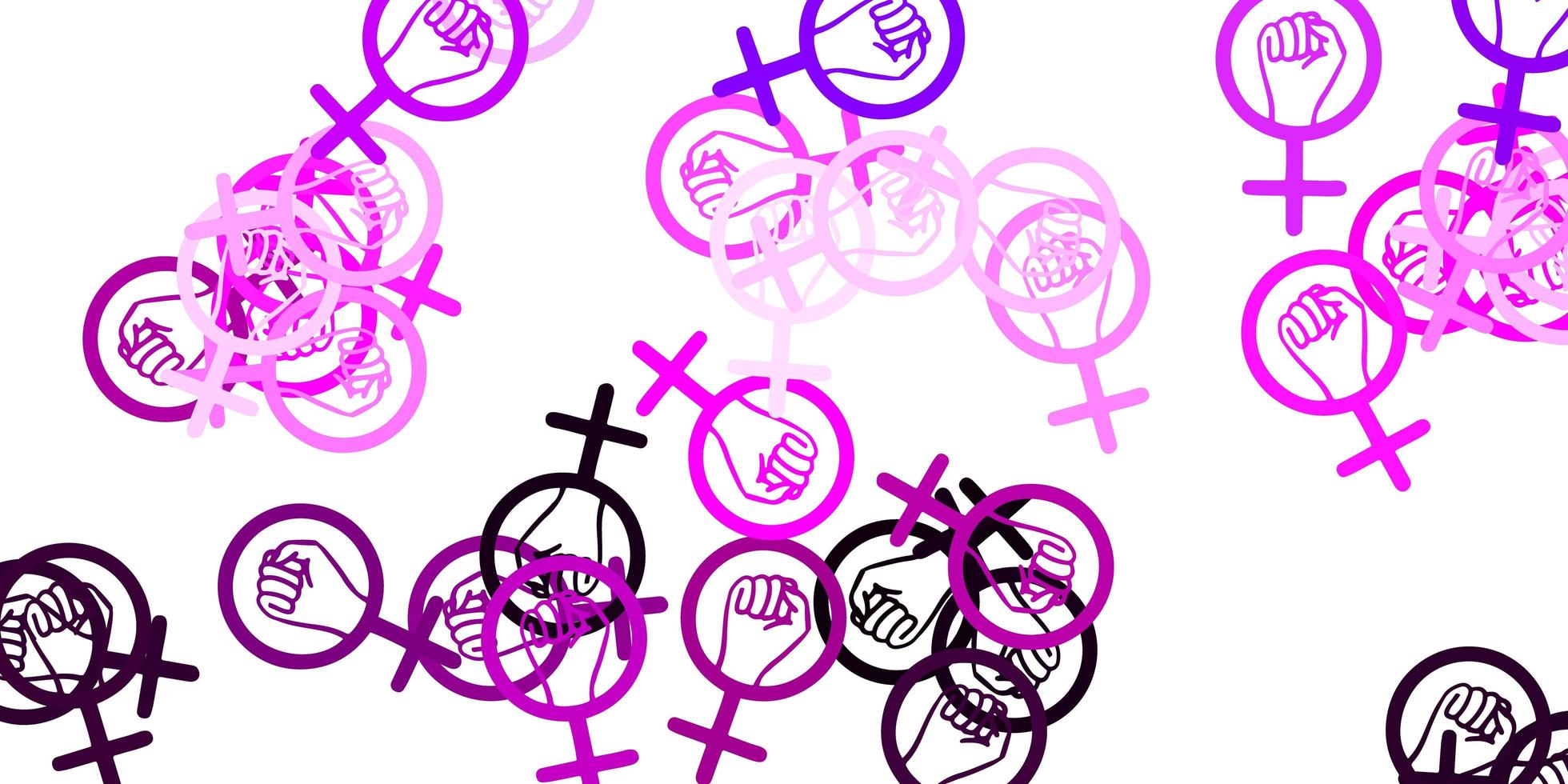 Light Purple, Pink vector pattern with feminism elements.