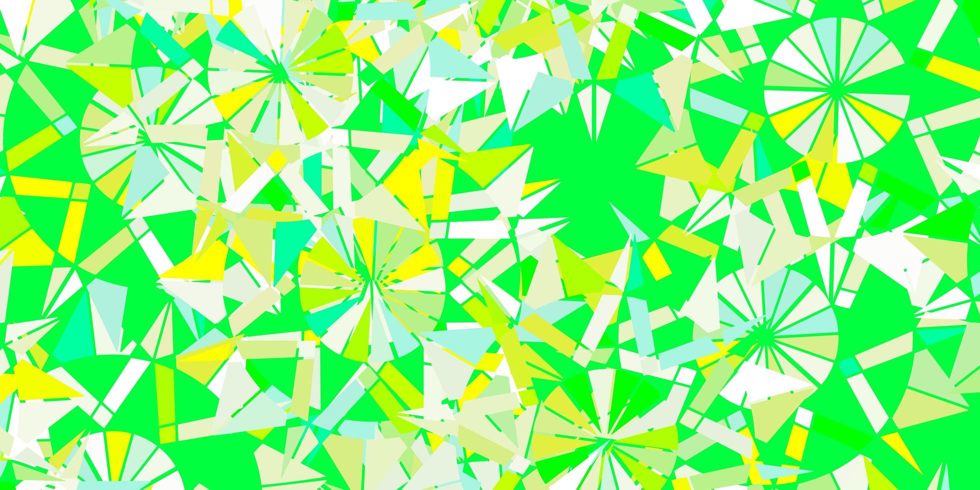 Light green, yellow vector pattern with colored snowflakes.