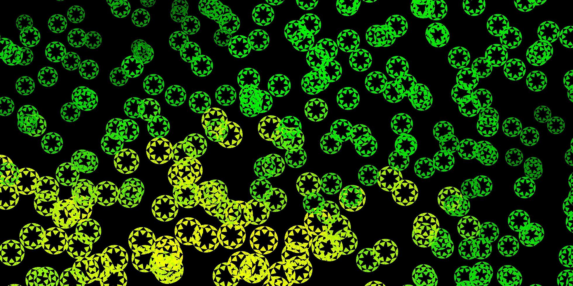 Fondo de vector verde oscuro, amarillo con burbujas.