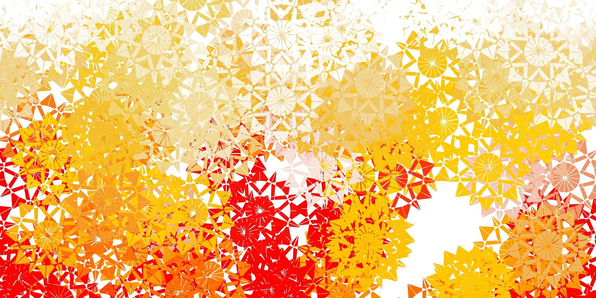 Light orange vector pattern with colored snowflakes.