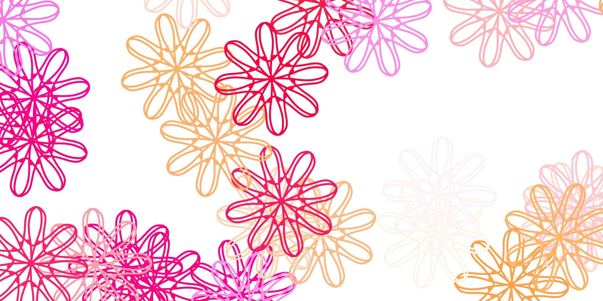 Fondo de doodle de vector rosa claro con flores.