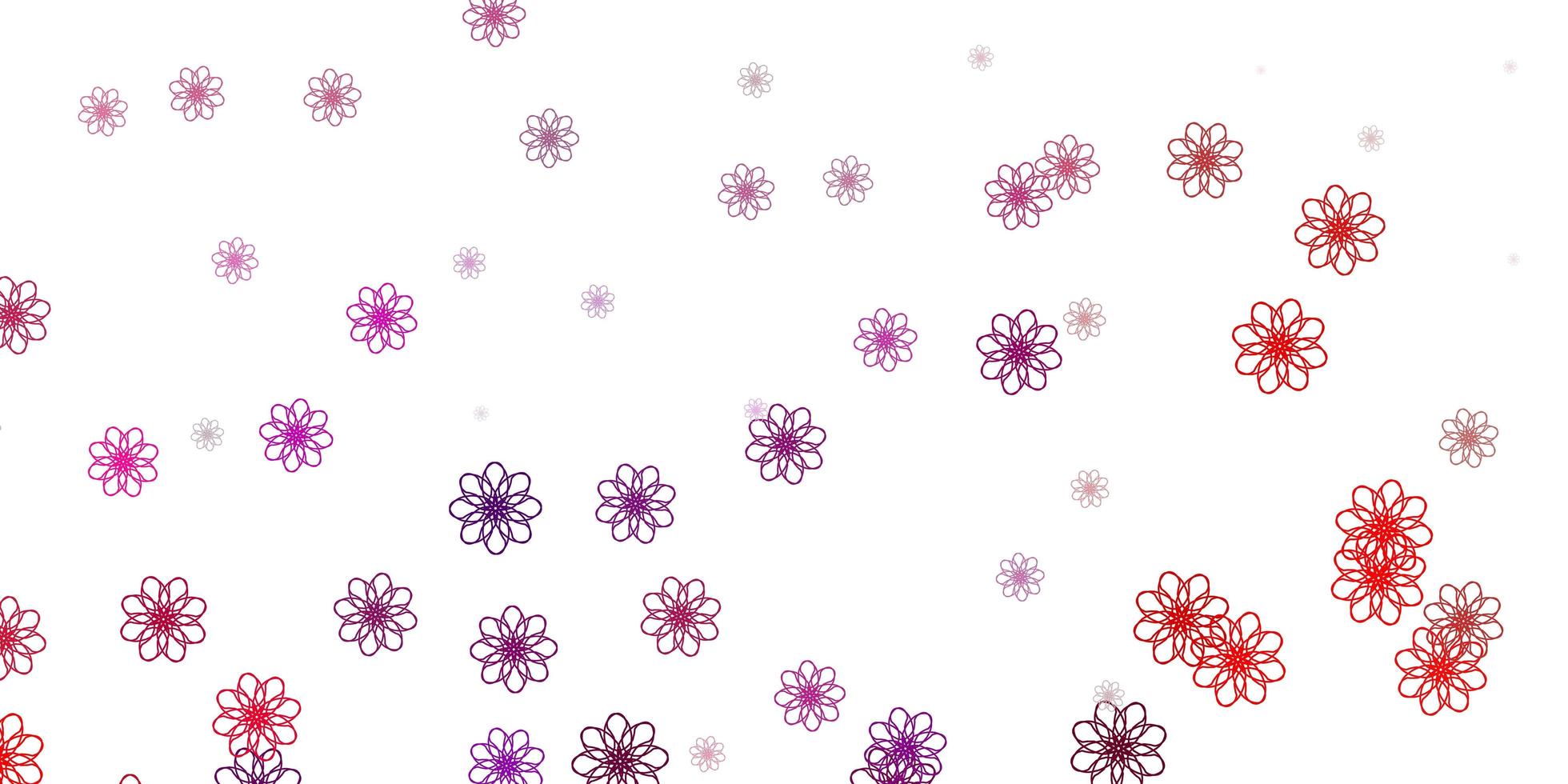 textura de doodle de vector rosa claro, rojo con flores.