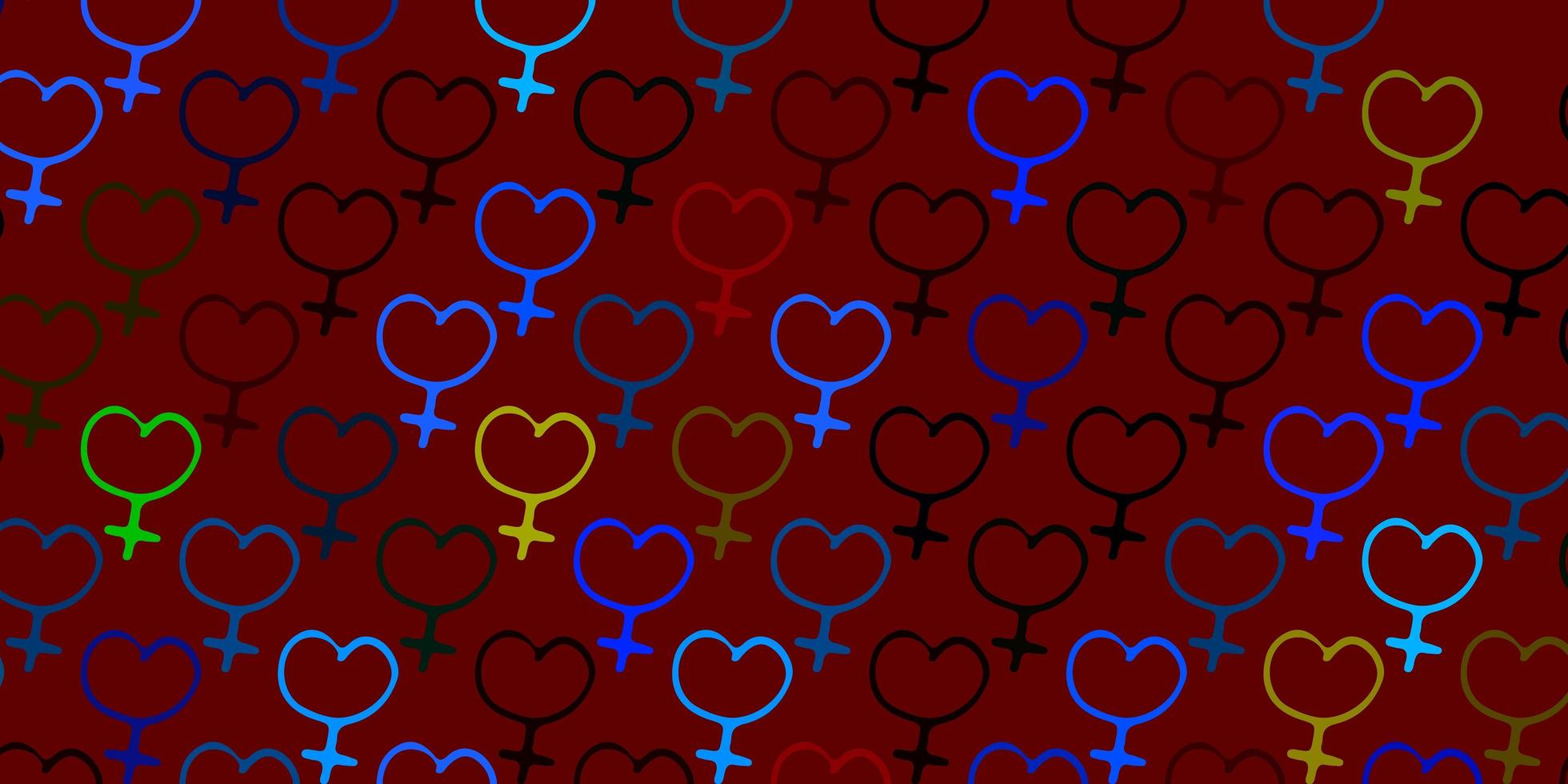 Light Multicolor vector pattern with feminism elements.