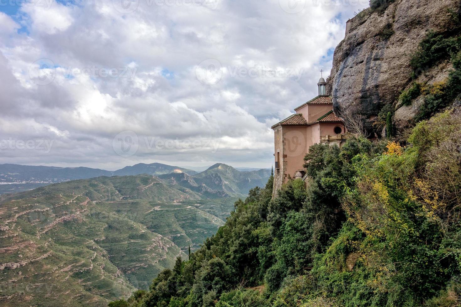 View of the Monastery to Santa Cova. Montserrat. Spain. photo