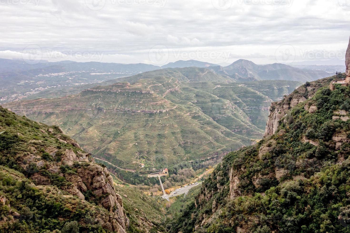 Mountain landscape at the Santa Maria de Montserrat monastery. Spain. photo