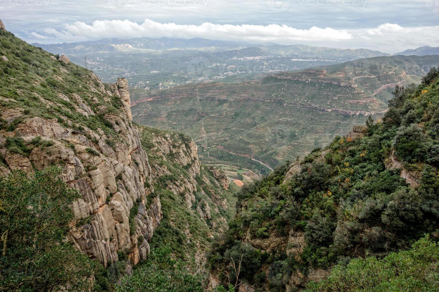 Mountain landscape at the Santa Maria de Montserrat monastery. Spain. photo