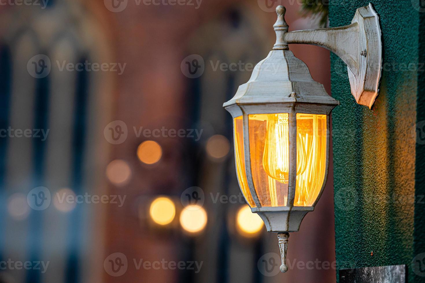 Medieval lanterns with spruce branches at Christmas market. Riga, Latvia photo