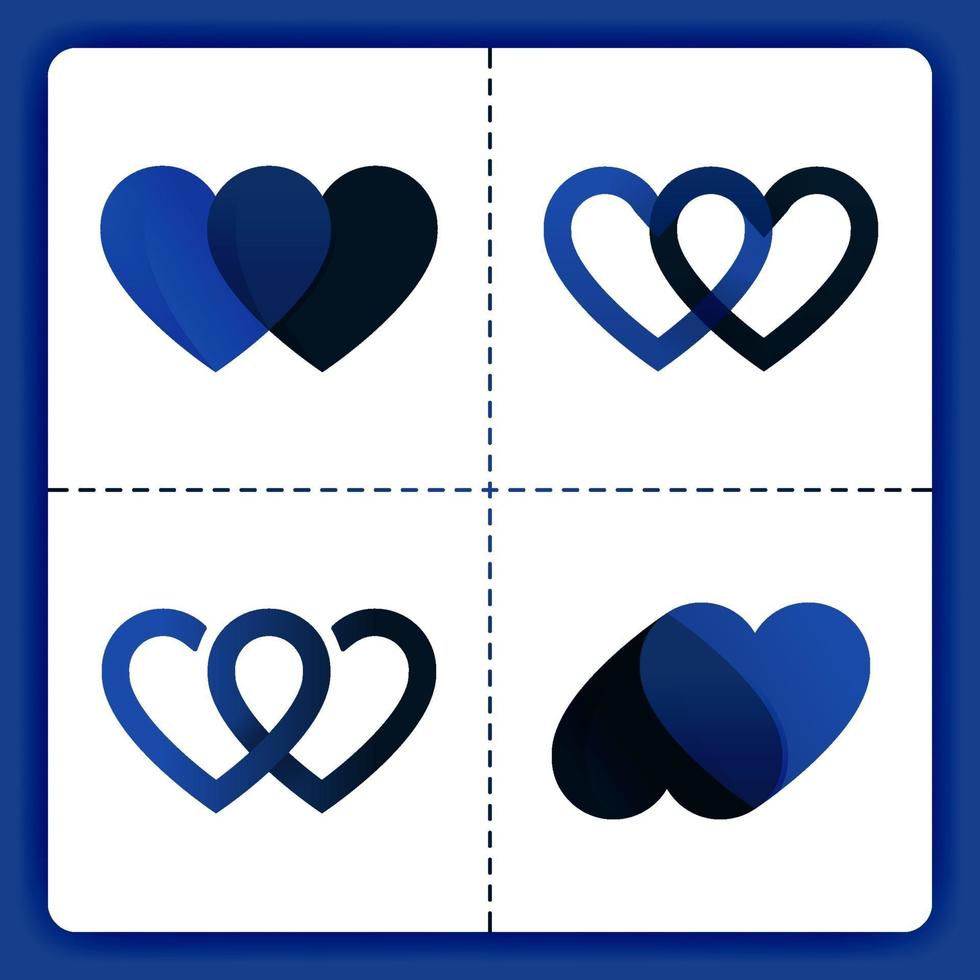 El logotipo de amor con líneas superpuestas transparentes y conectadas entre sí se puede usar para un romance de negocios. Organizador de bodas. vector