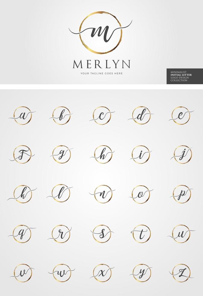 Gold Brush Alphabet Letter Mark Logo Design Collection vector