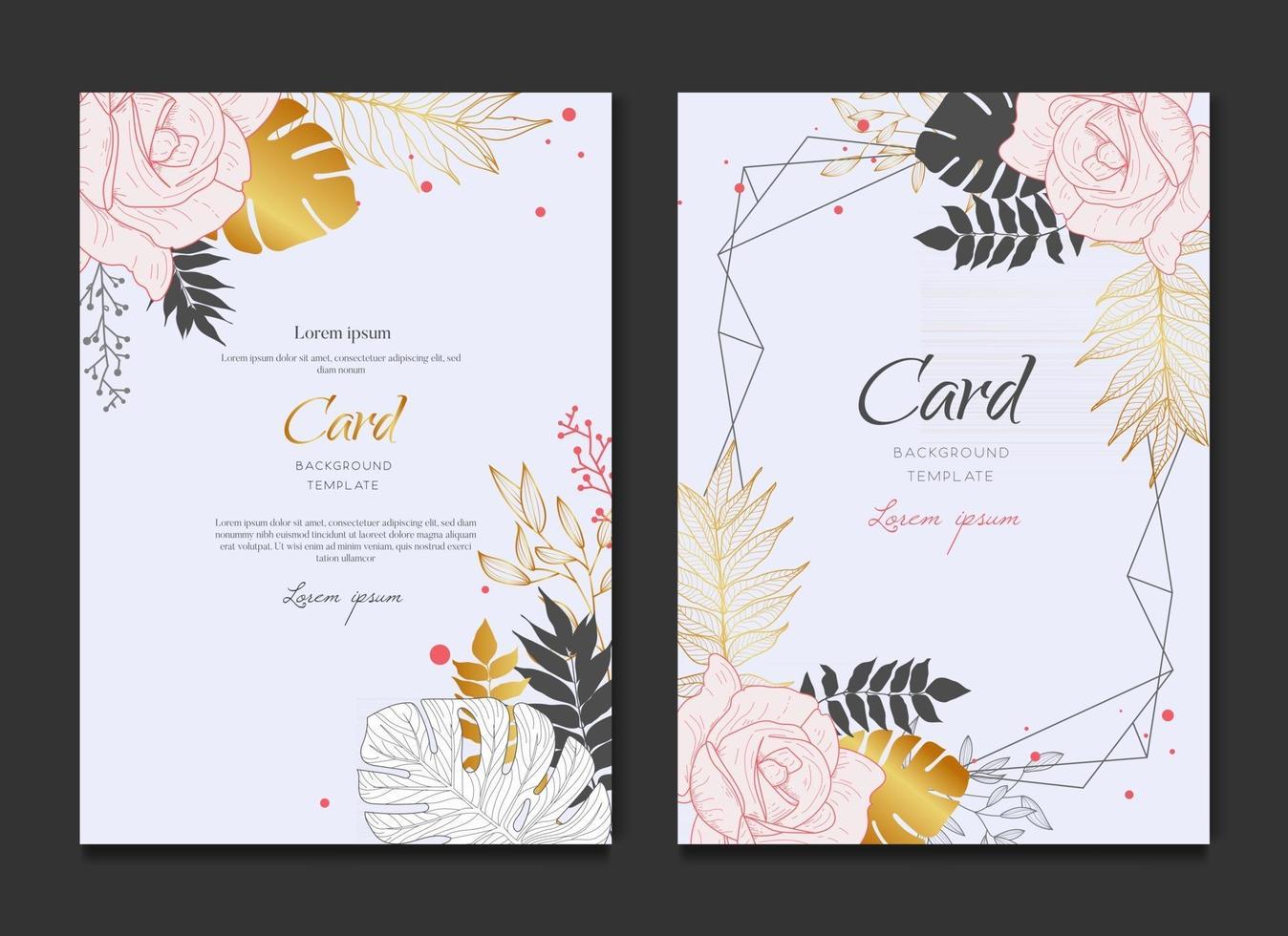 plantilla de invitación de tarjeta de boda floral rosa de oro blanco vector