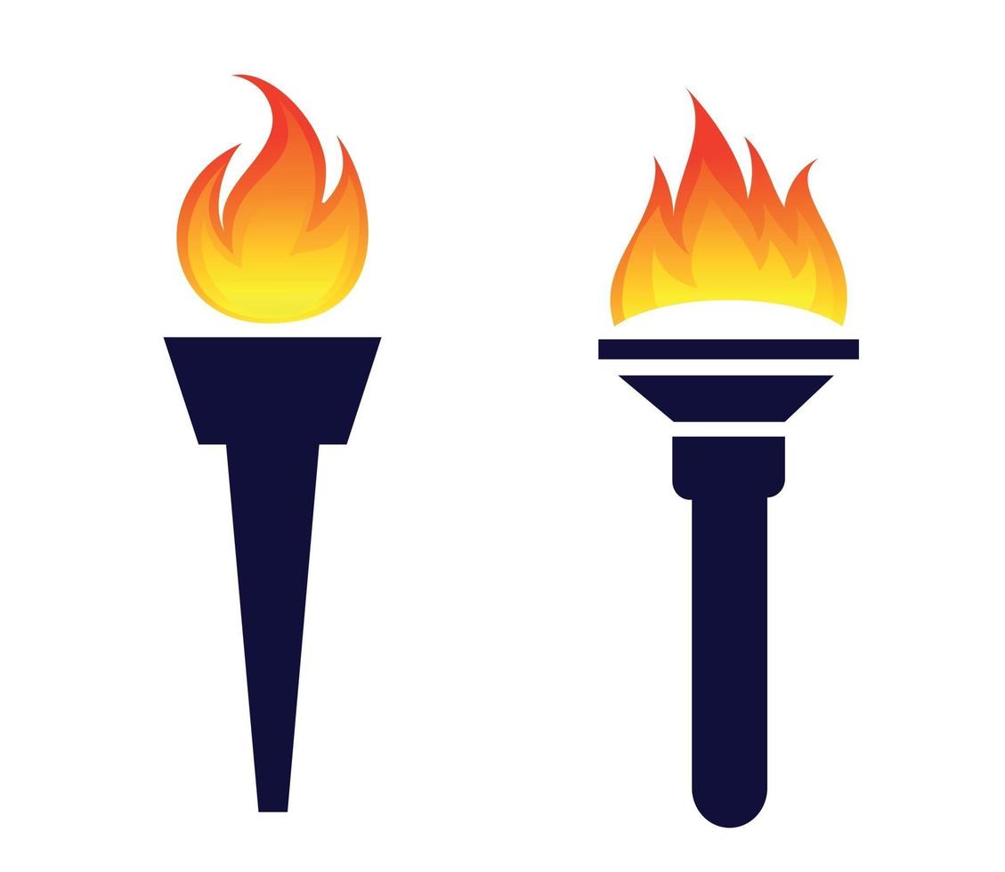 Vector de ilustración de diseño de llama de símbolo de antorcha abstracta sobre fondo blanco