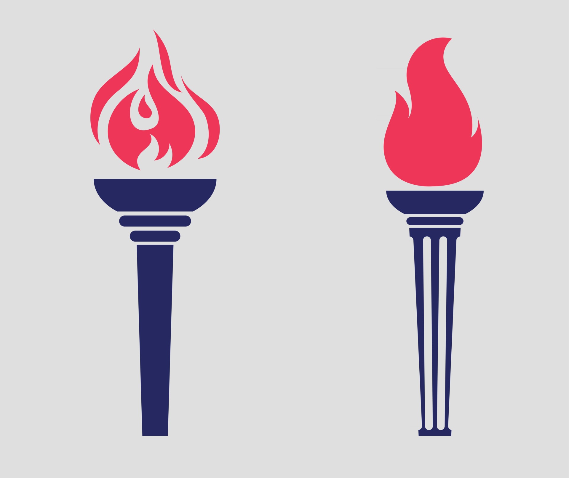 abstract torch Blue design icon illustration with Gray Background