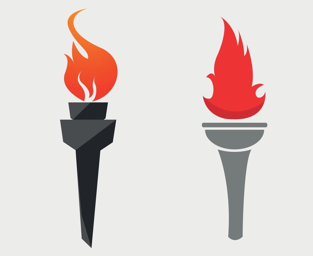 fire torch illustration flame abstract design with Background Gray vector