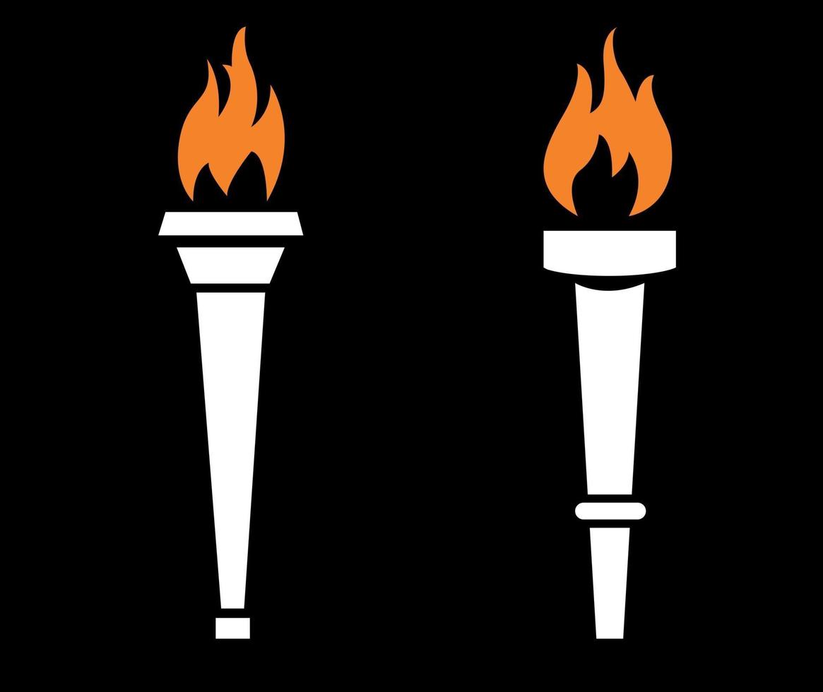 torch White symbol illustration abstract design on Black Background vector