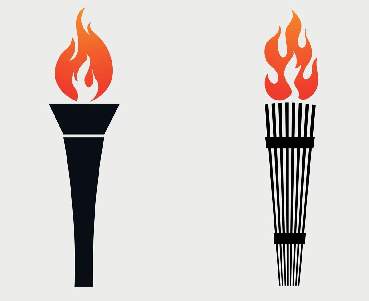 antorcha, logotipo negro, ilustración, extracto, vector, diseño, con, fondo gris vector