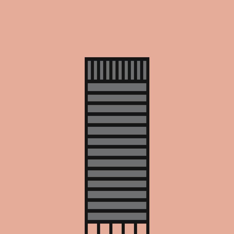 High rise skyscraper building simplicity outline style. vector