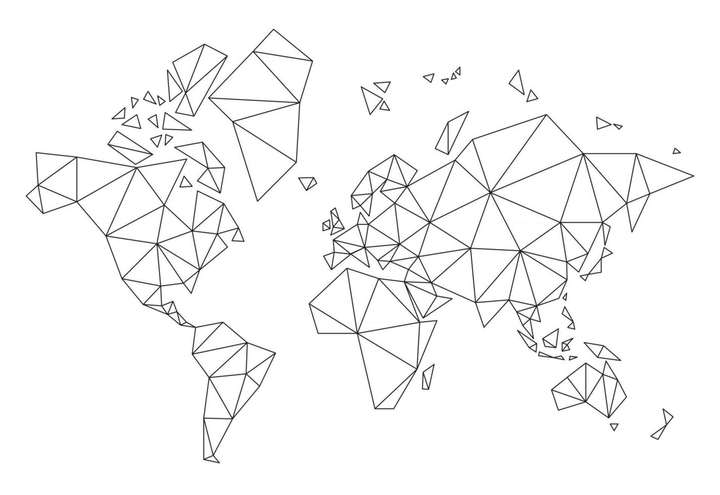 Polygonal vector world map on white background.