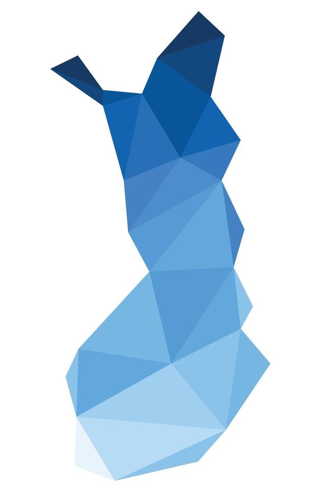 Polygonal Finland vector world map on white background.