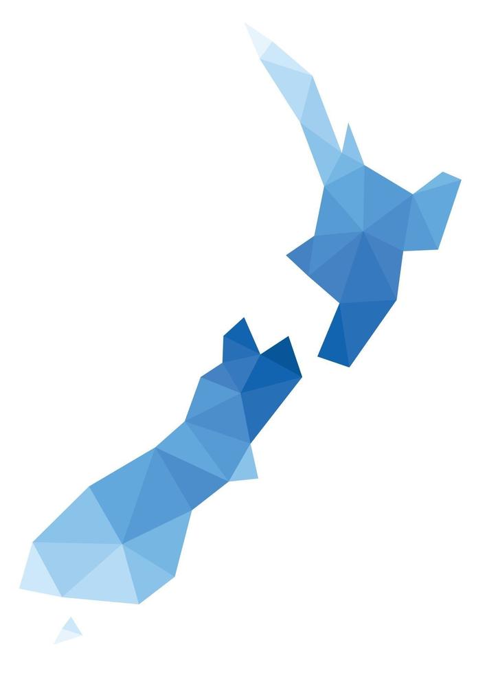 Polygonal New Zealand vector world map on white background.