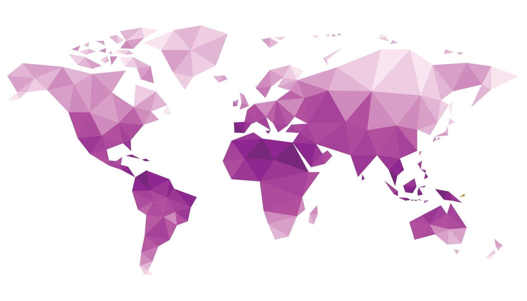 Polygonal vector world map on white background.