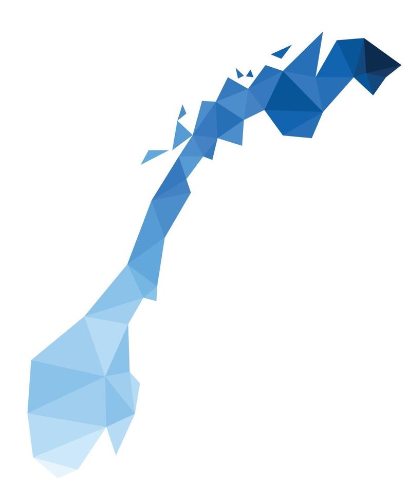 Polygonal Norway vector world map on white background.