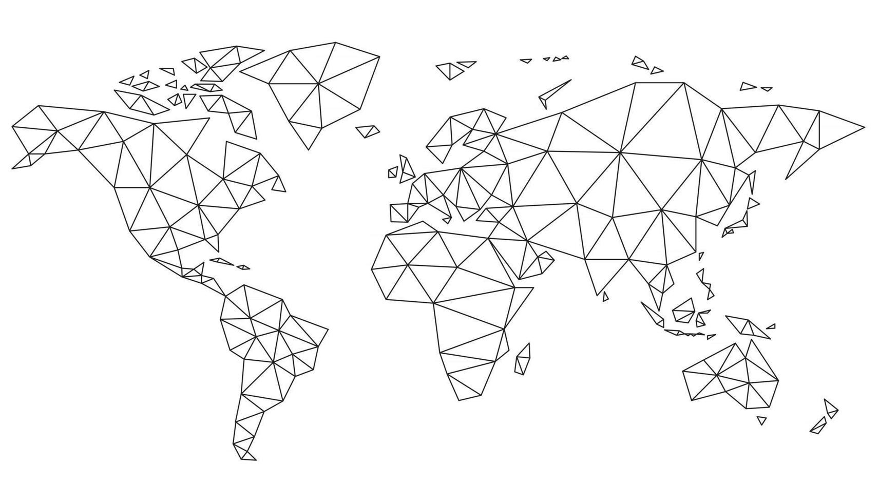 Polygonal vector world map on white background.