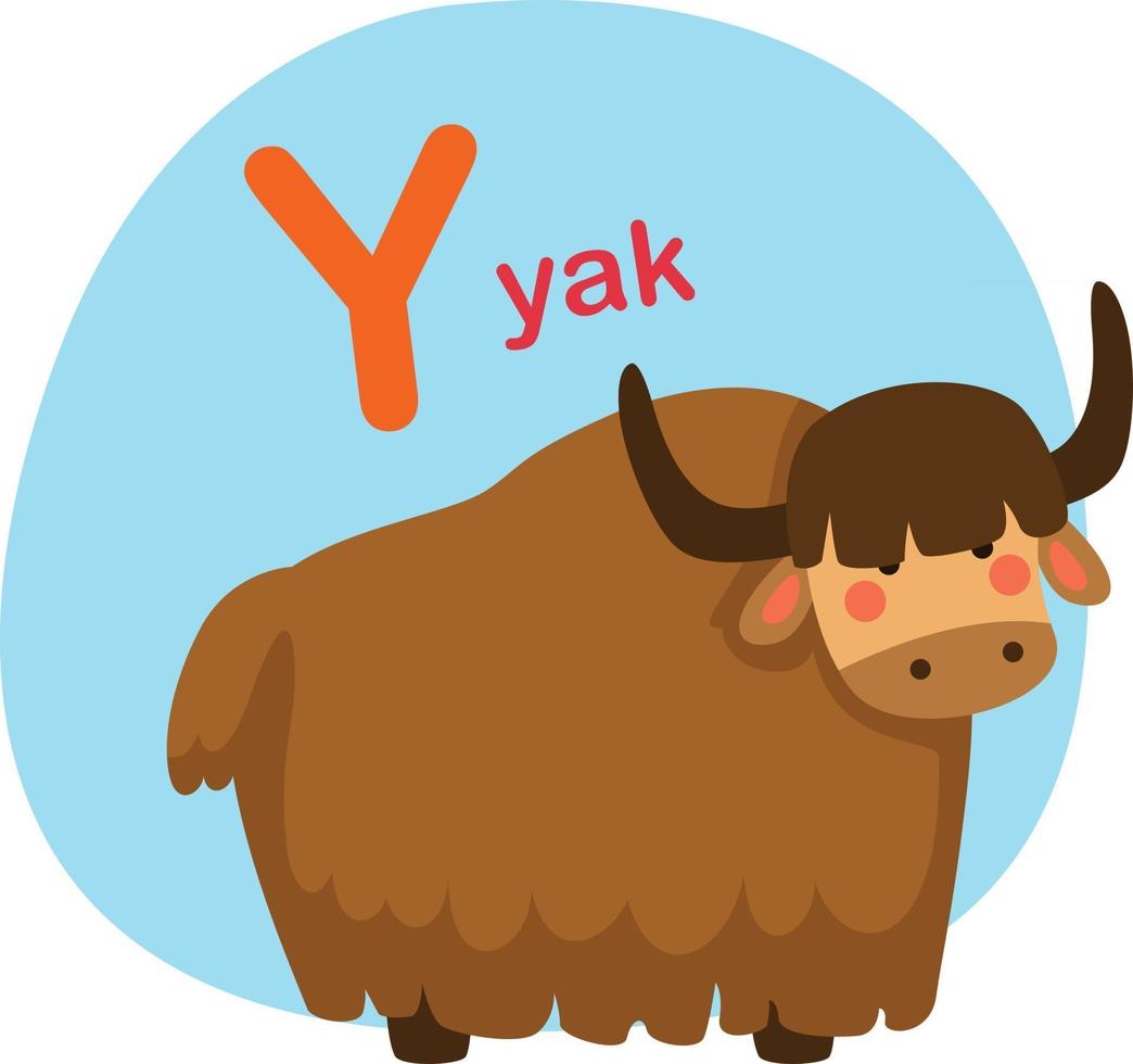 Illustration isolated alphabet letter y-yak vector illustration