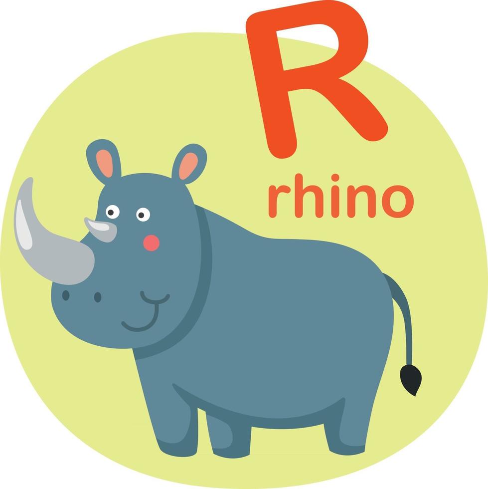 Illustration isolated alphabet letter r-rhino vector illustration