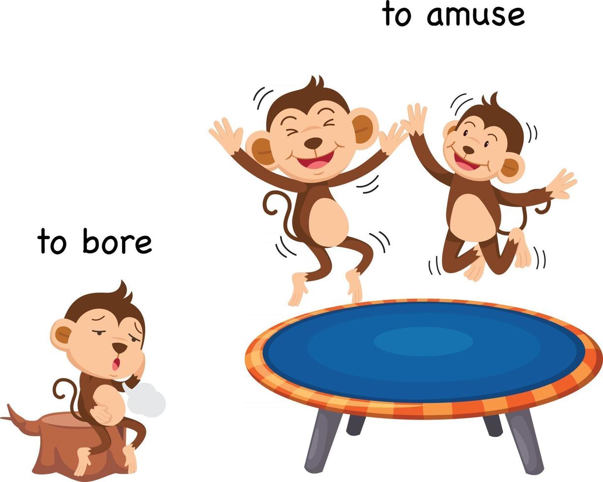 Opposite to bore and to amuse vector illustration