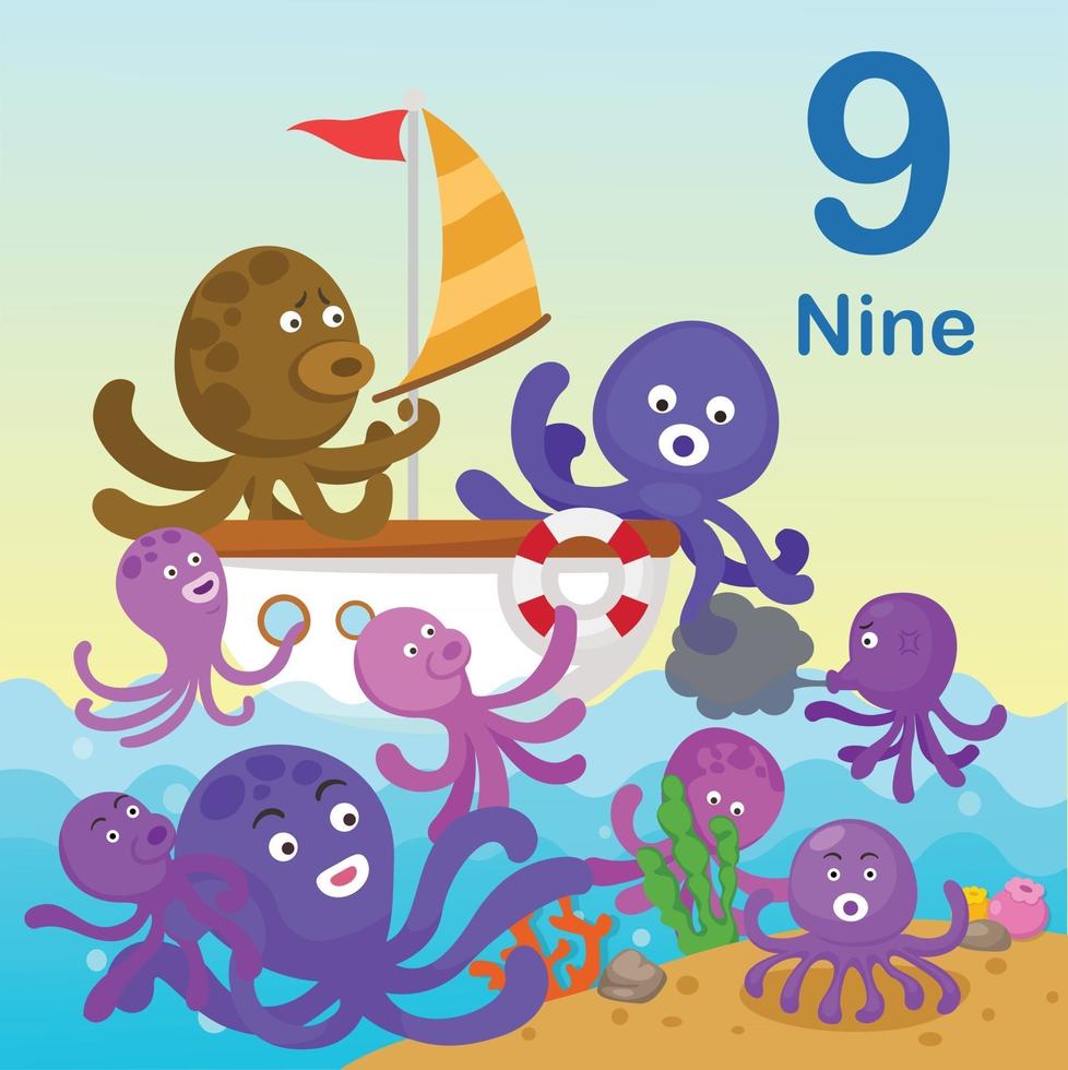 Illustrator of number nine vector