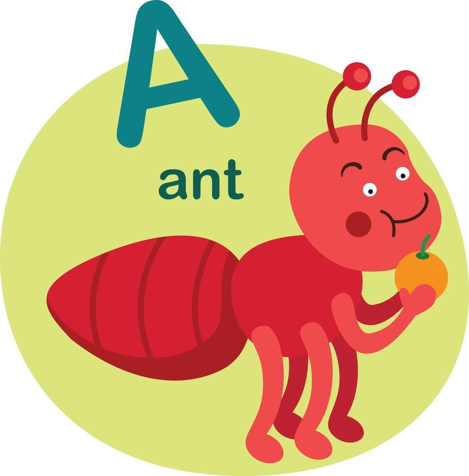 Illustration isolated alphabet letter a-ant vector illustration