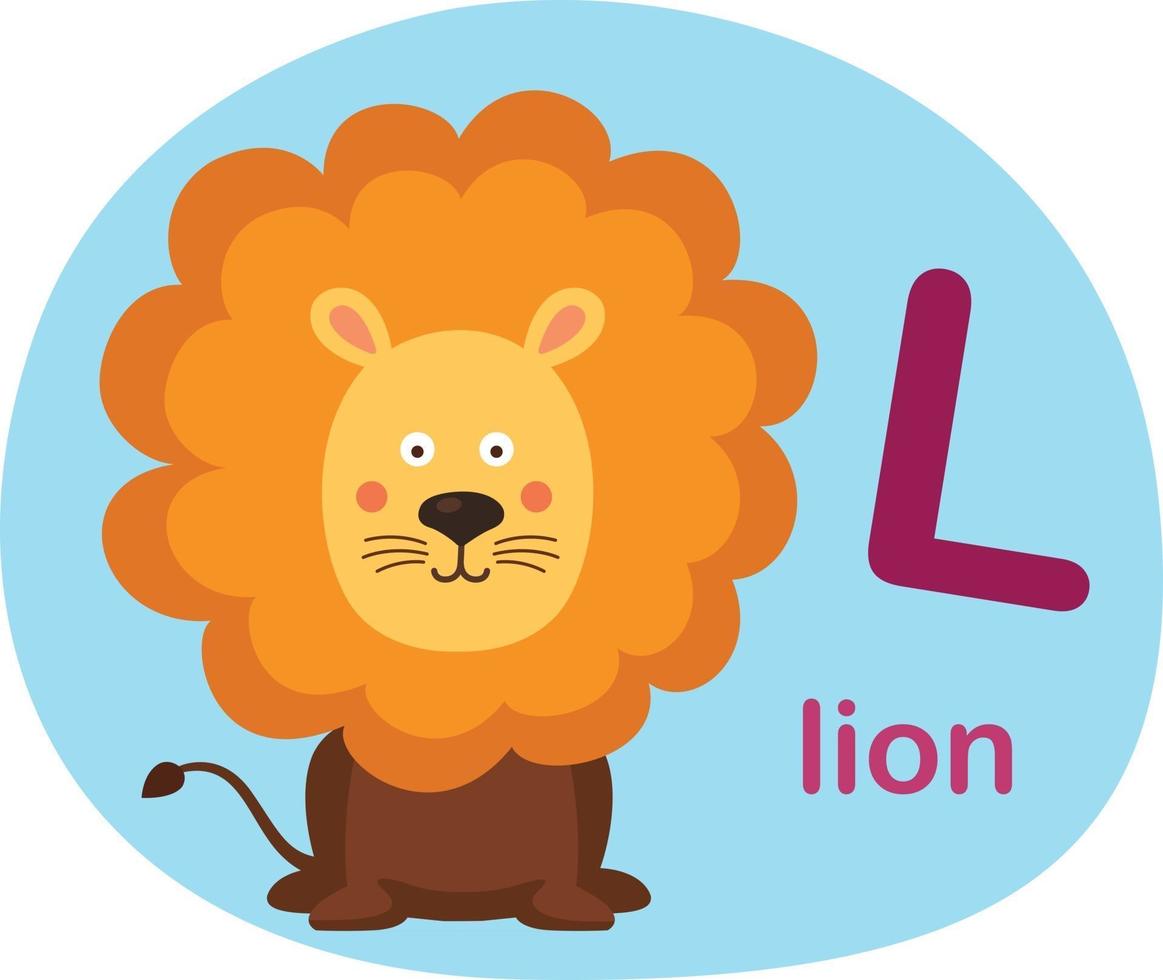 Illustration isolated alphabet letter l-lion vector illustration