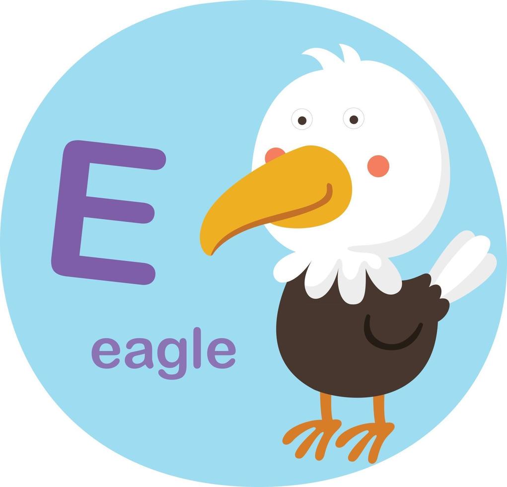 Illustration isolated alphabet letter e-eagle vector illustration