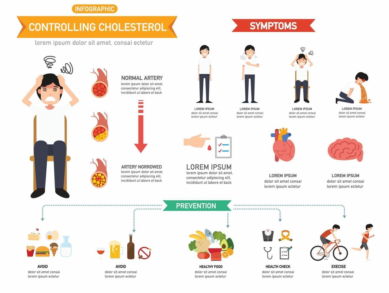 controlar el colesterol infographics.vector illustration. vector