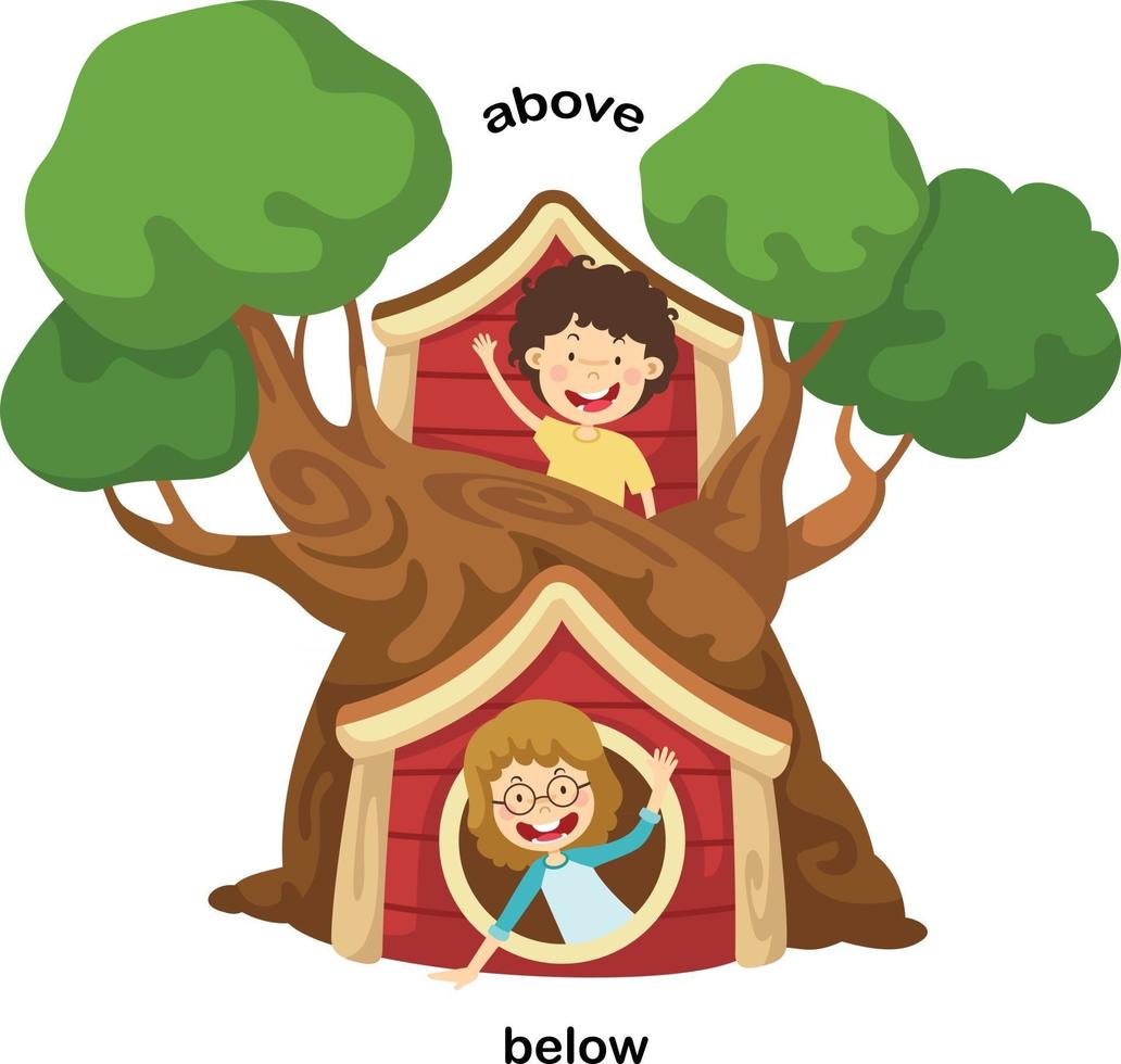 Opposite below and above vector illustration